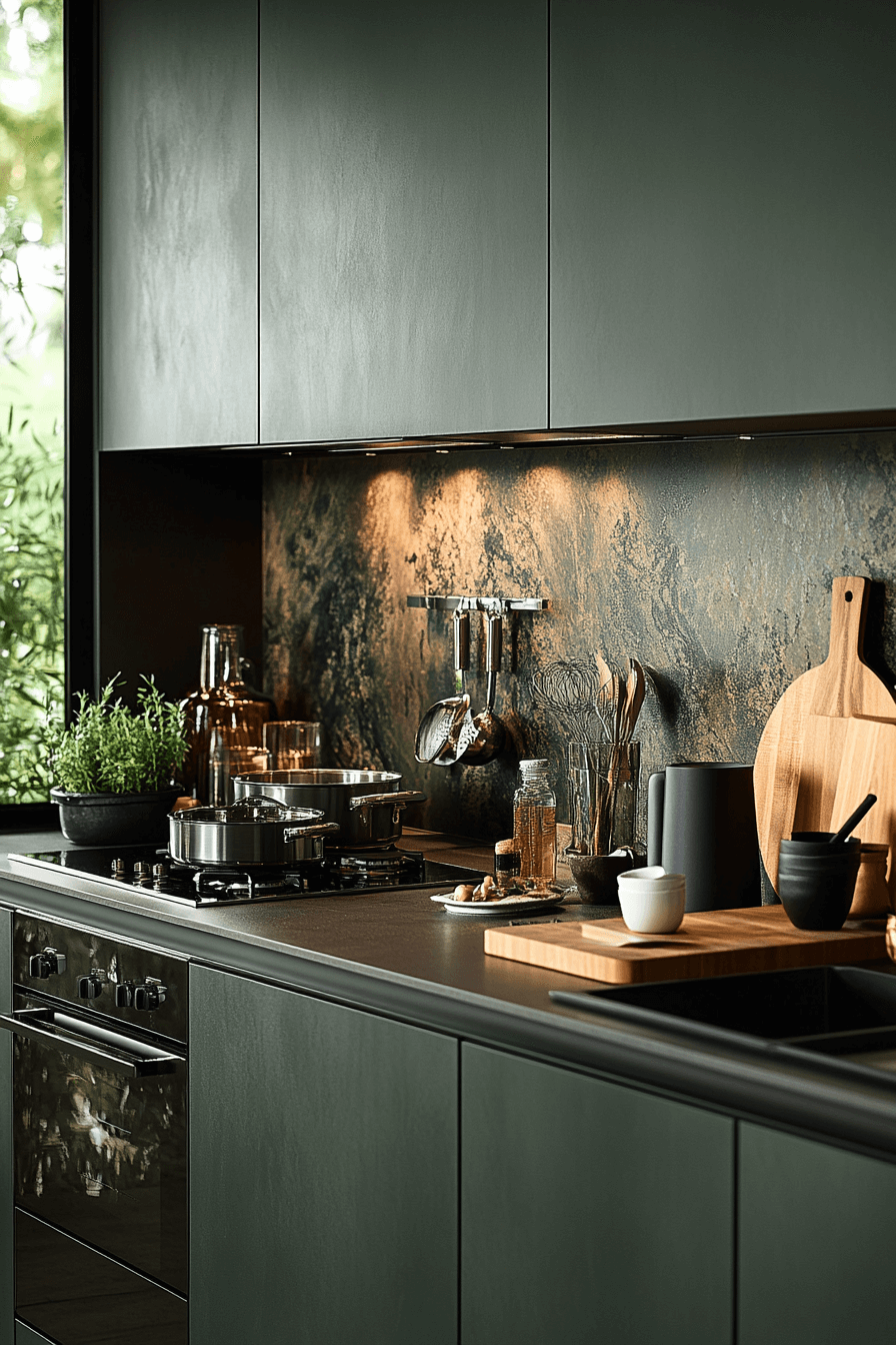 dark green kitchen cabinets