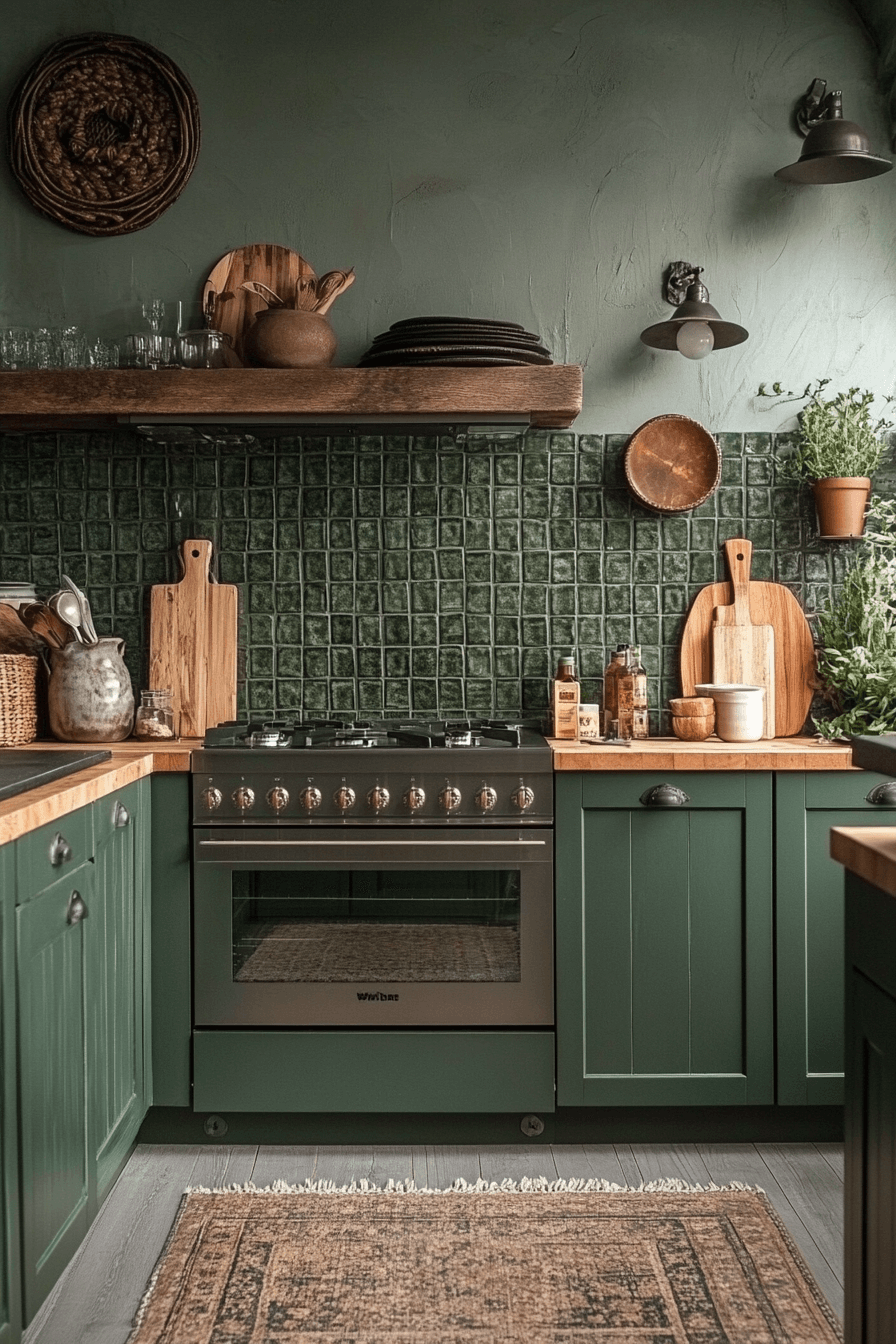 29 Dark Green Kitchen Cabinets Designs to Infuse Rich Color and Comfort 20 dark green kitchen cabinets