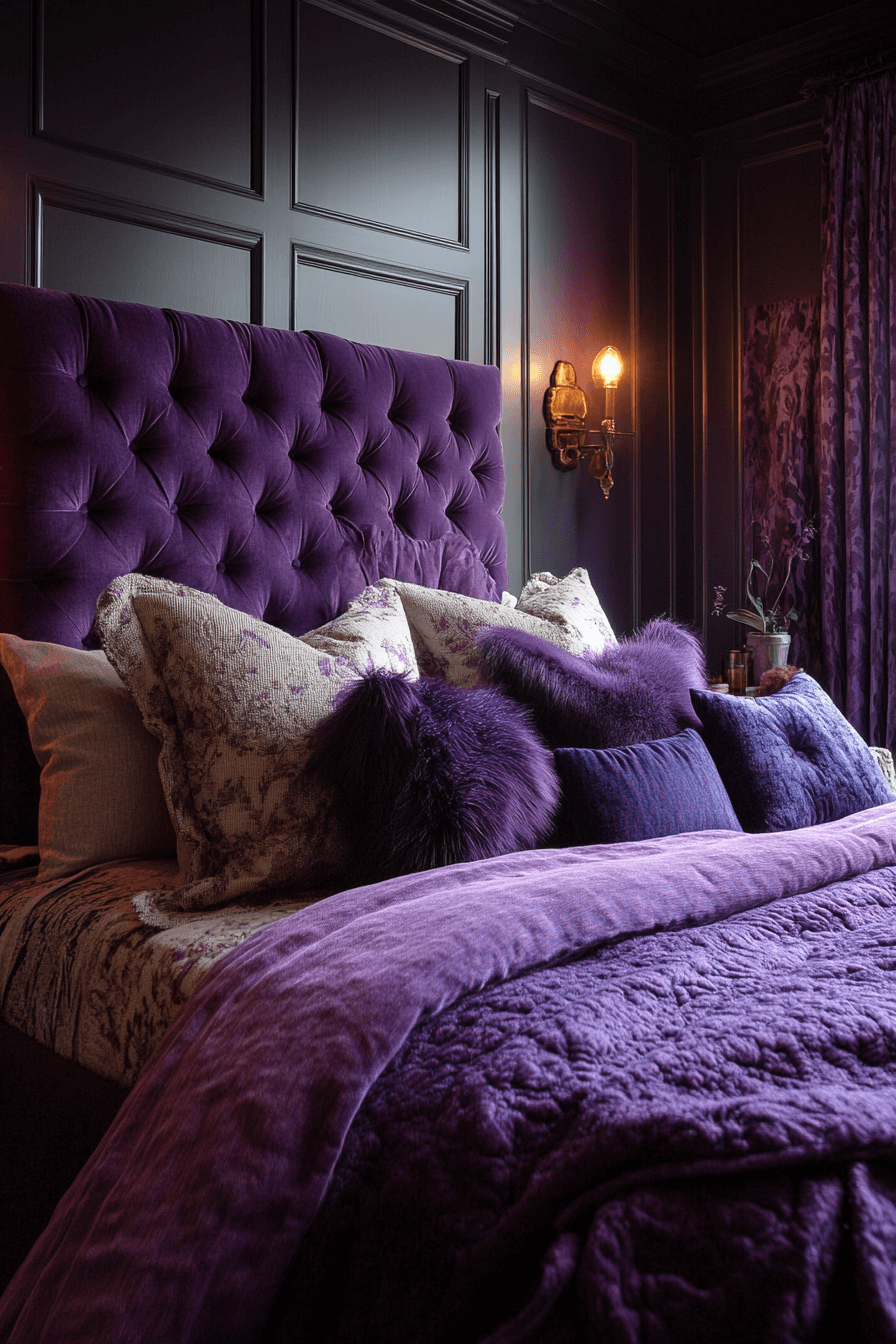 29 Purple Earthy Bedroom Ideas to Blend Rich Tones with Natural Comfort 21 Purple Earthy Bedroom