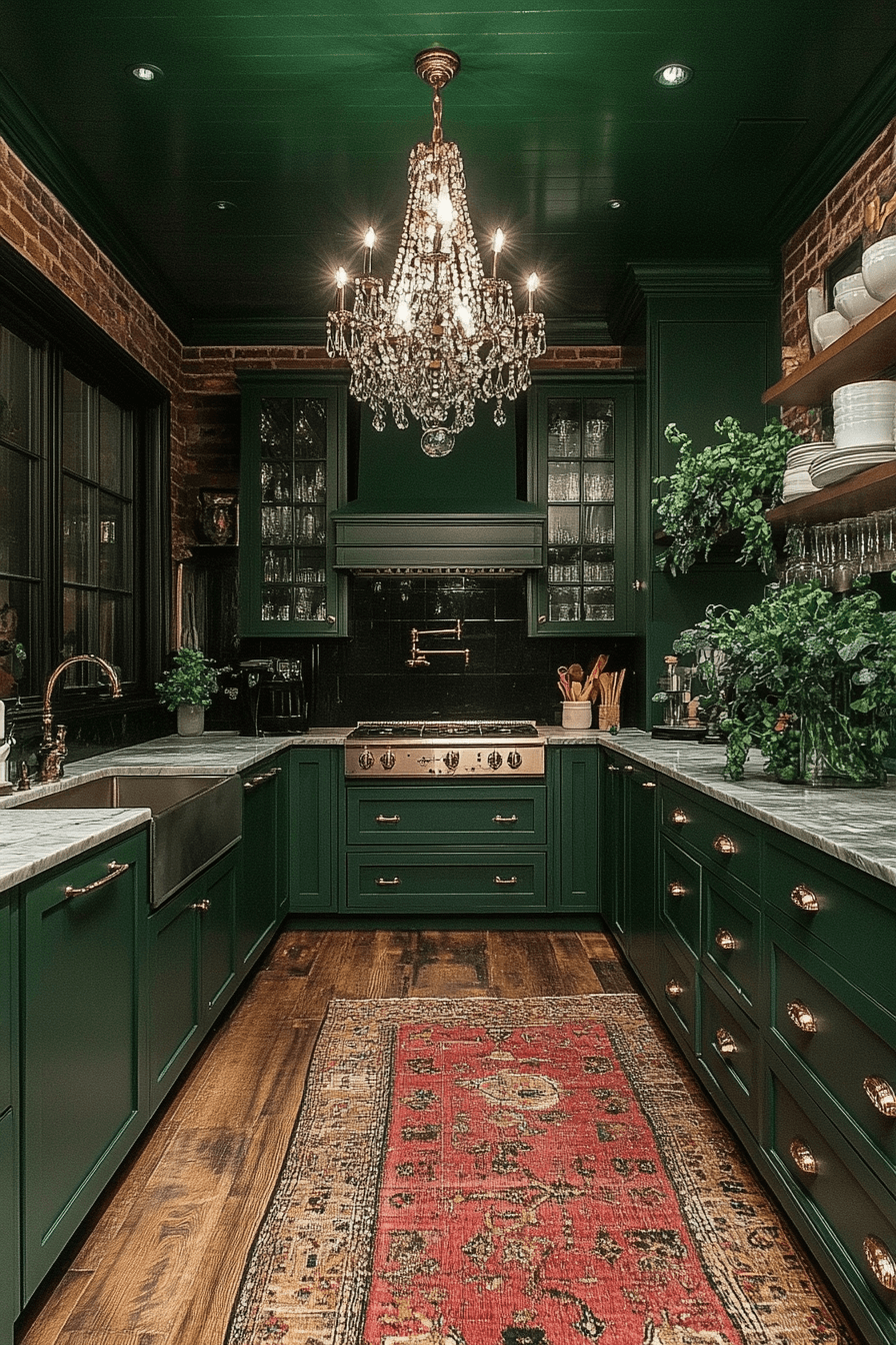 29 Dark Green Kitchen Cabinets Designs to Infuse Rich Color and Comfort 21 dark green kitchen cabinets
