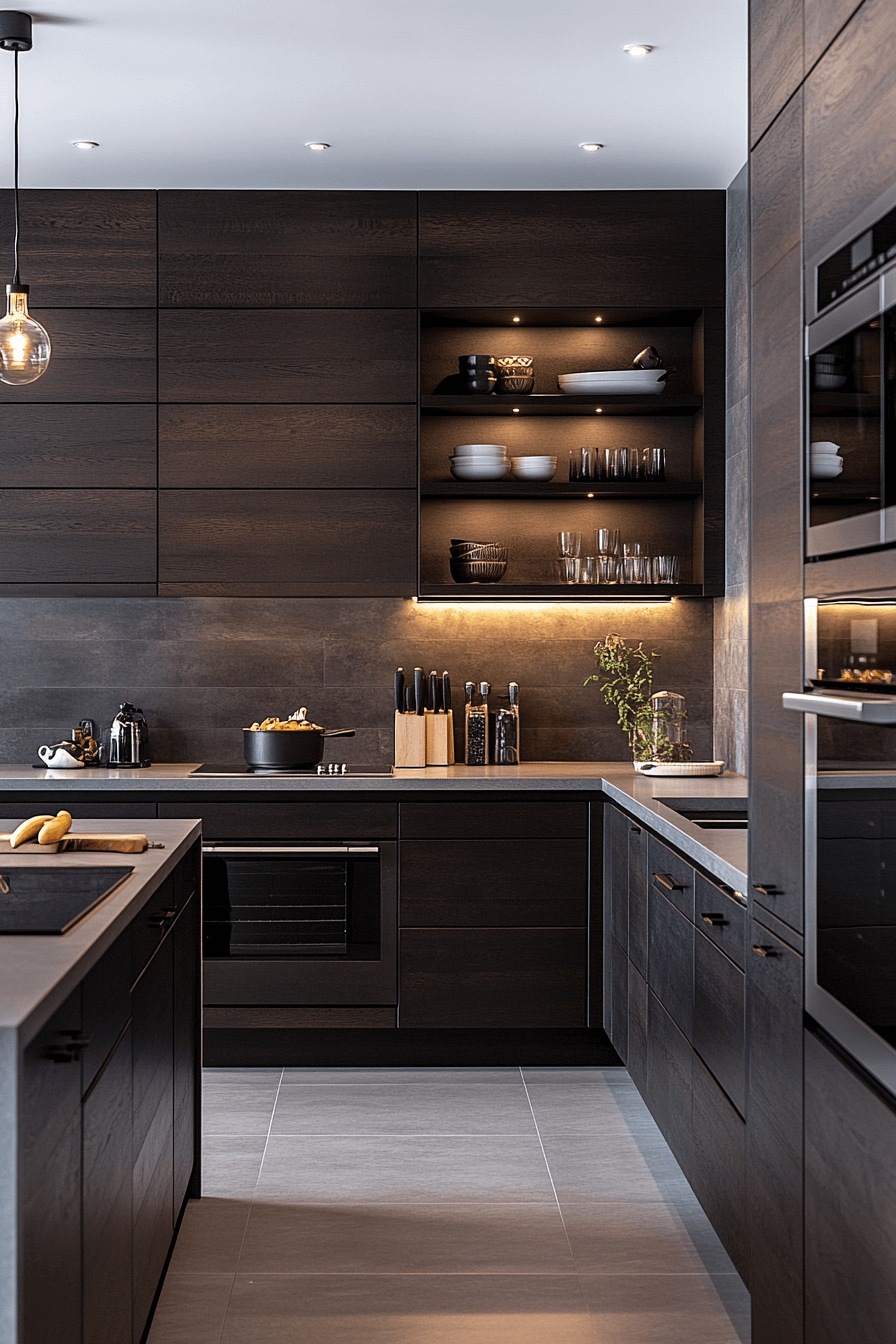 29 Dark Wood Kitchen Cabinets Designs to Make Your Kitchen Stand Out 22 dark wood kitchen cabinets