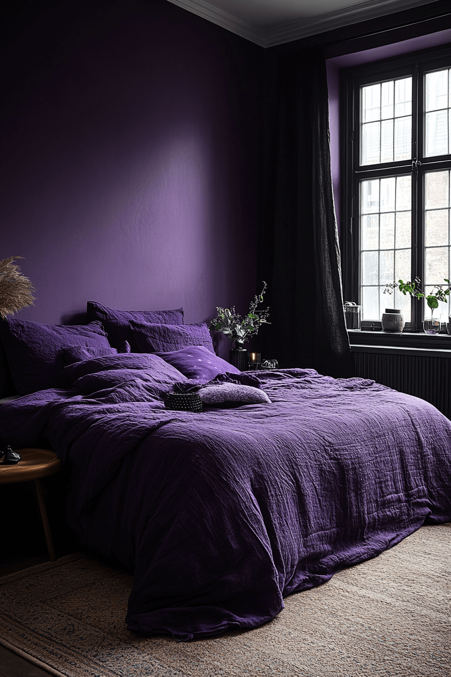 29 Purple Earthy Bedroom Ideas to Blend Rich Tones with Natural Comfort 22 Purple Earthy Bedroom