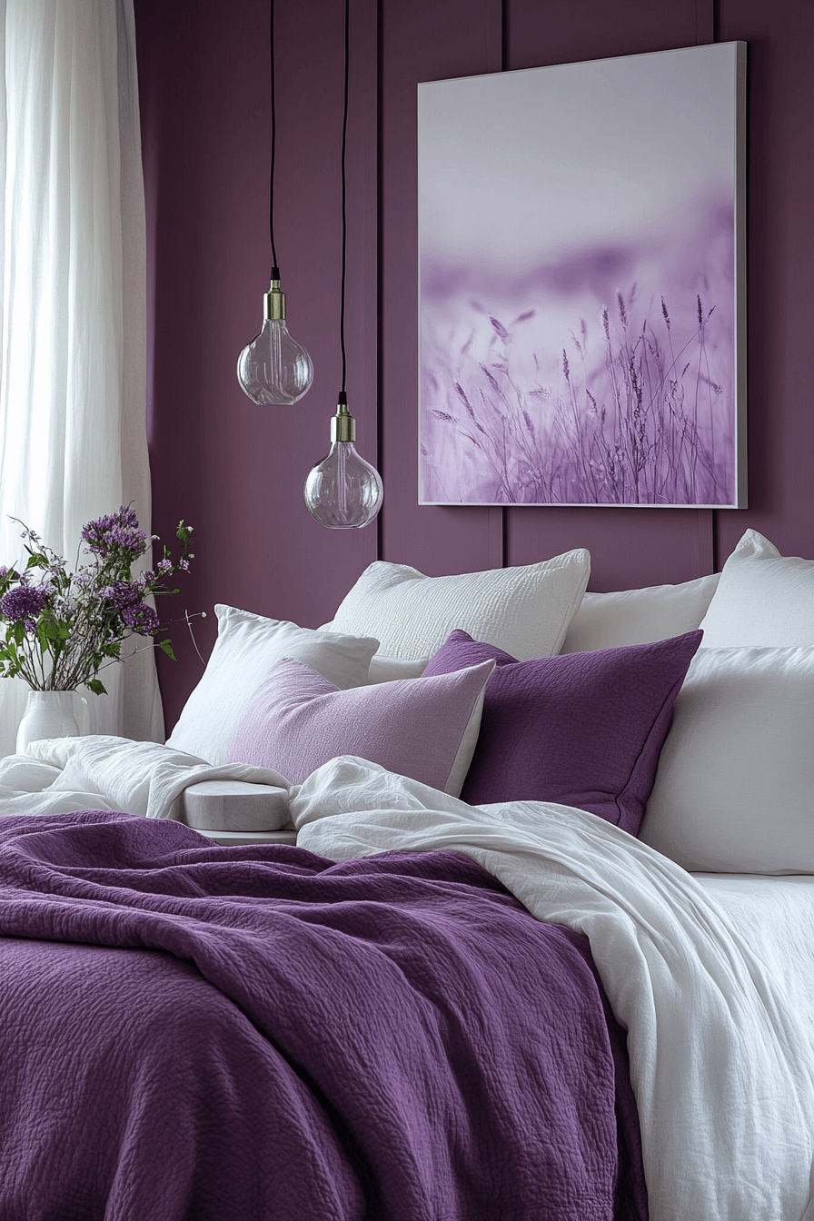 29 Purple Earthy Bedroom Ideas to Blend Rich Tones with Natural Comfort 23 Purple Earthy Bedroom