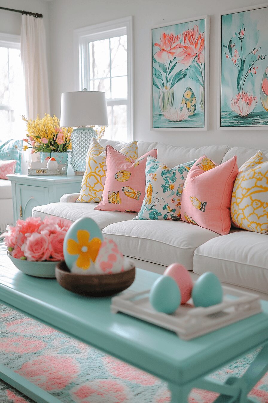 29 Easter Living Room Decor Ideas for a Colorful and Creative Vibe 23 easter living room decor