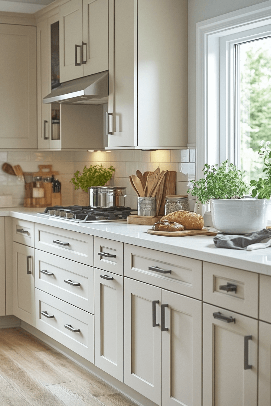 29 Off White Kitchen Cabinets Ideas to Make Your Kitchen Feel Larger and Lighter 25 off white kitchen cabinets