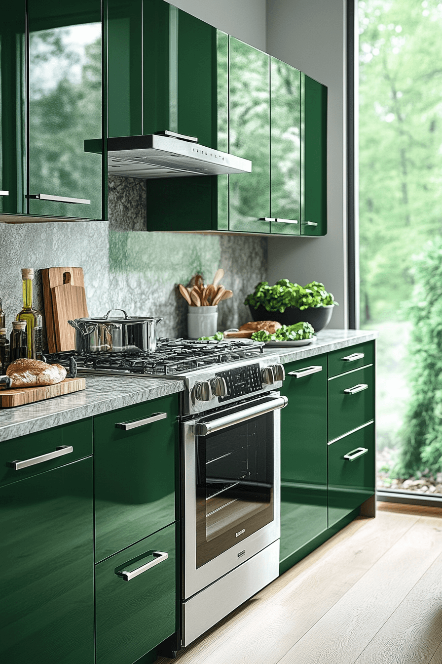 29 Dark Green Kitchen Cabinets Designs to Infuse Rich Color and Comfort 26 dark green kitchen cabinets