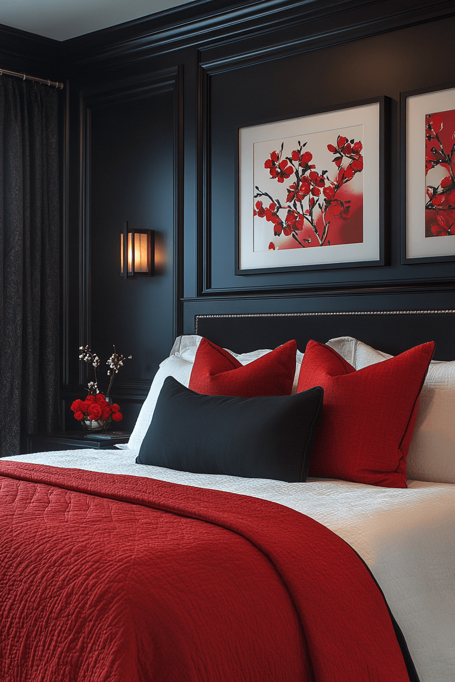 29 Red and Black Bedroom Ideas for a Perfect Blend of Sophistication and Comfort 27 Red and black bedroom ideas