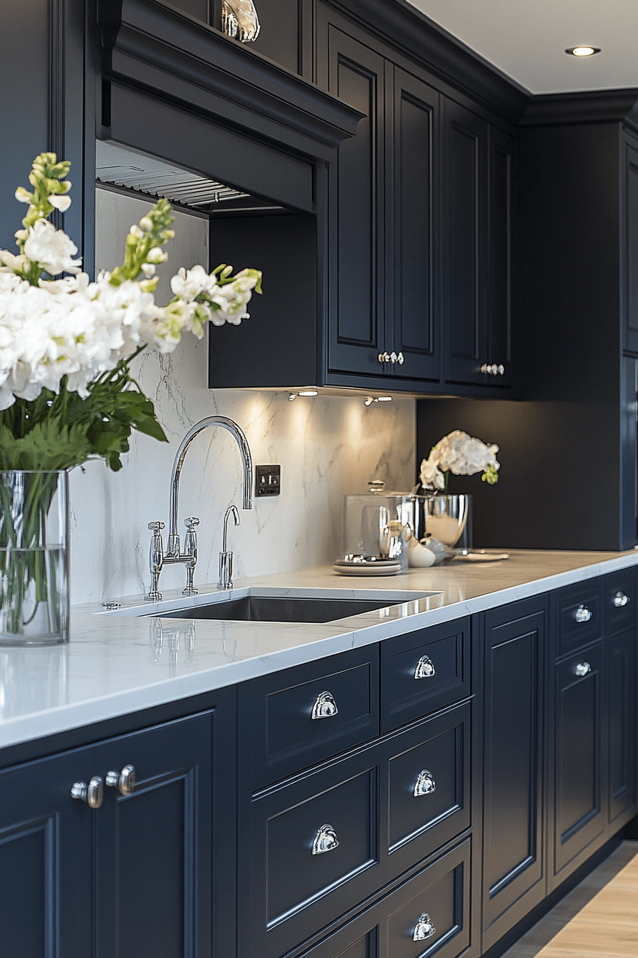 29 Navy Blue Kitchen Cabinets Ideas to Achieve a Sleek and Stylish Kitchen 27 navy blue kitchen cabinets