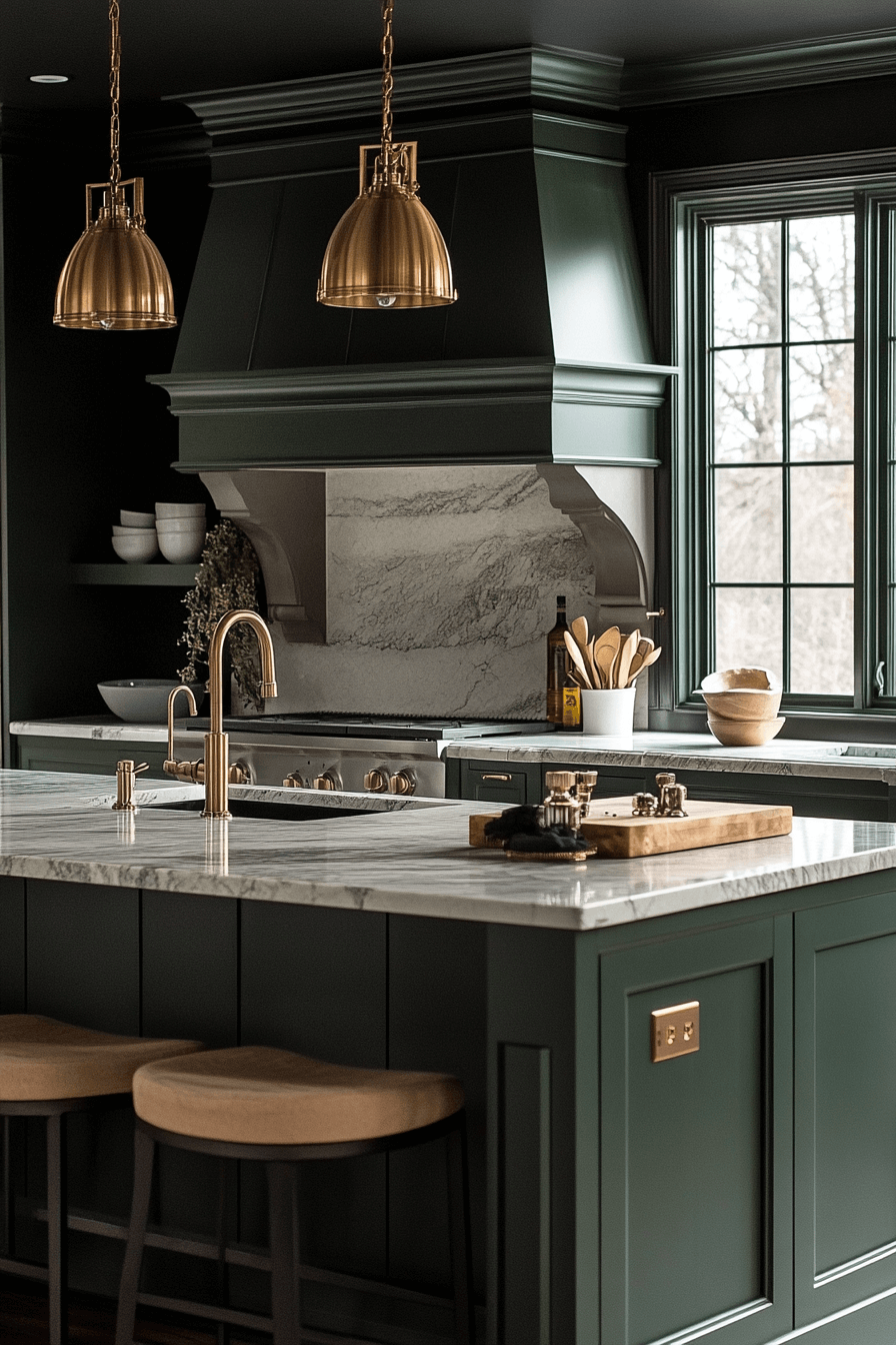 29 Dark Green Kitchen Cabinets Designs to Infuse Rich Color and Comfort 28 dark green kitchen cabinets