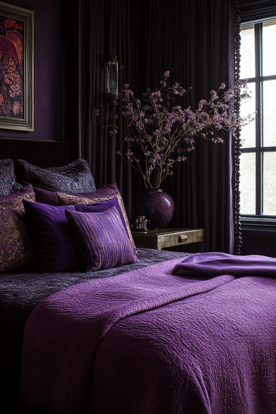 29 Purple Earthy Bedroom Ideas to Blend Rich Tones with Natural Comfort 3 Purple Earthy Bedroom