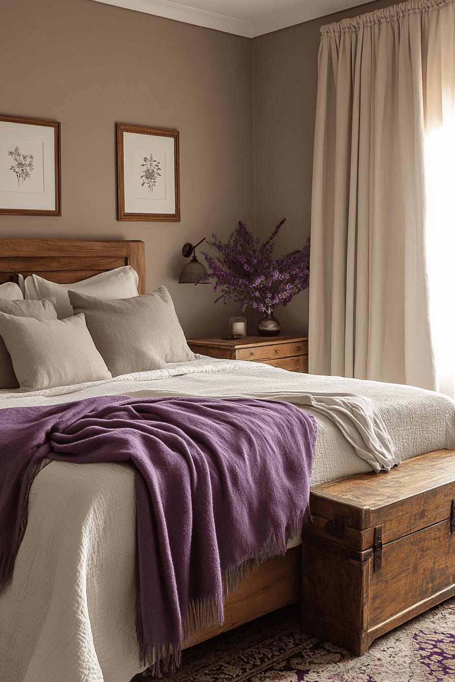 29 Purple Earthy Bedroom Ideas to Blend Rich Tones with Natural Comfort 5 Purple Earthy Bedroom