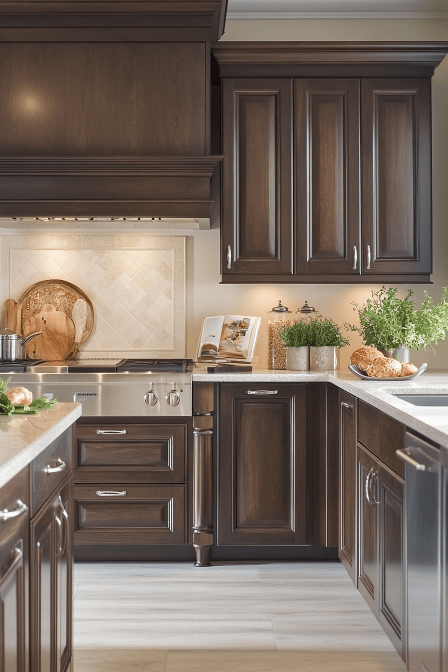 29 Dark Wood Kitchen Cabinets Designs to Make Your Kitchen Stand Out 5 dark wood kitchen cabinets