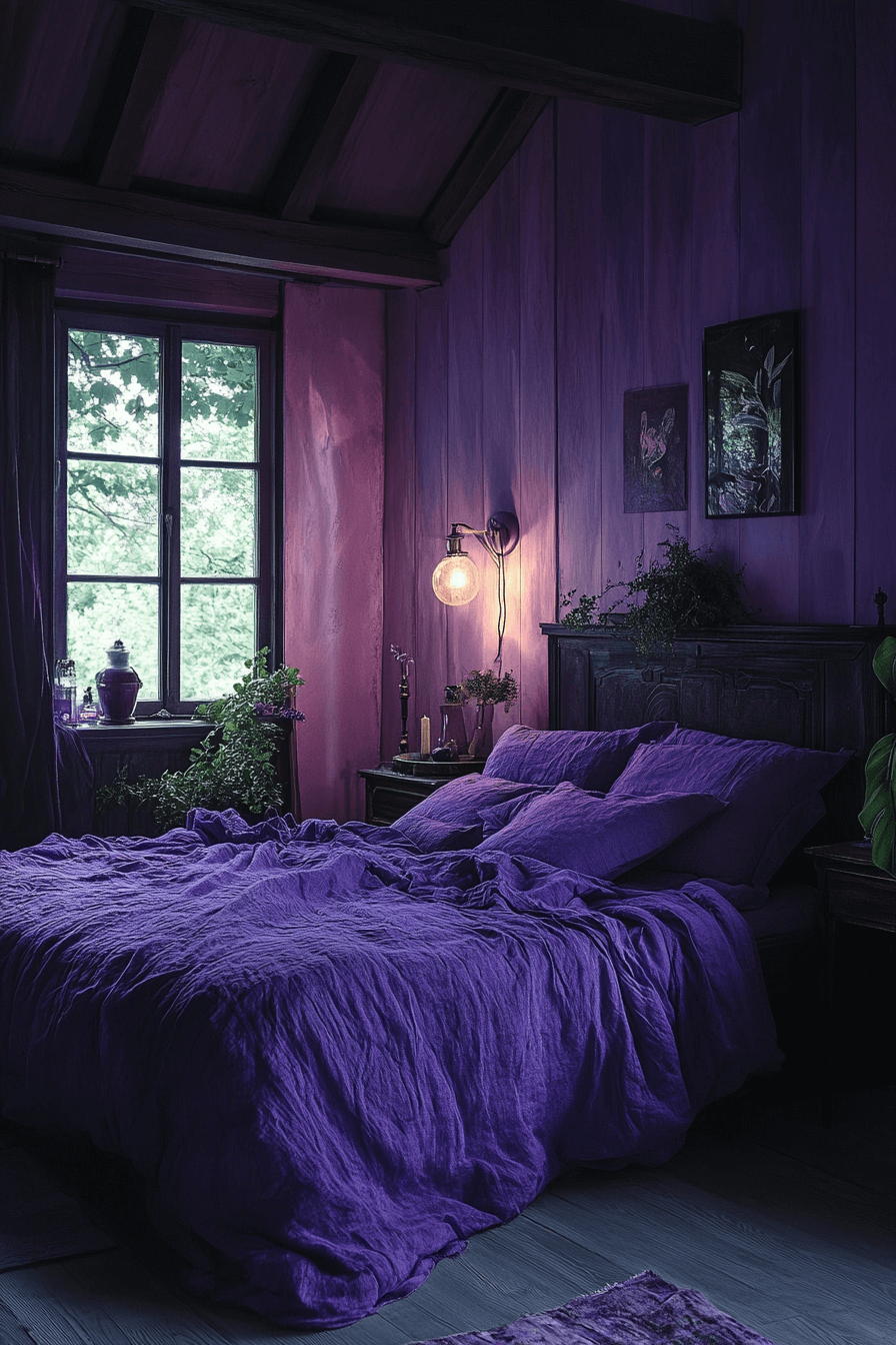 29 Purple Earthy Bedroom Ideas to Blend Rich Tones with Natural Comfort 6 Purple Earthy Bedroom