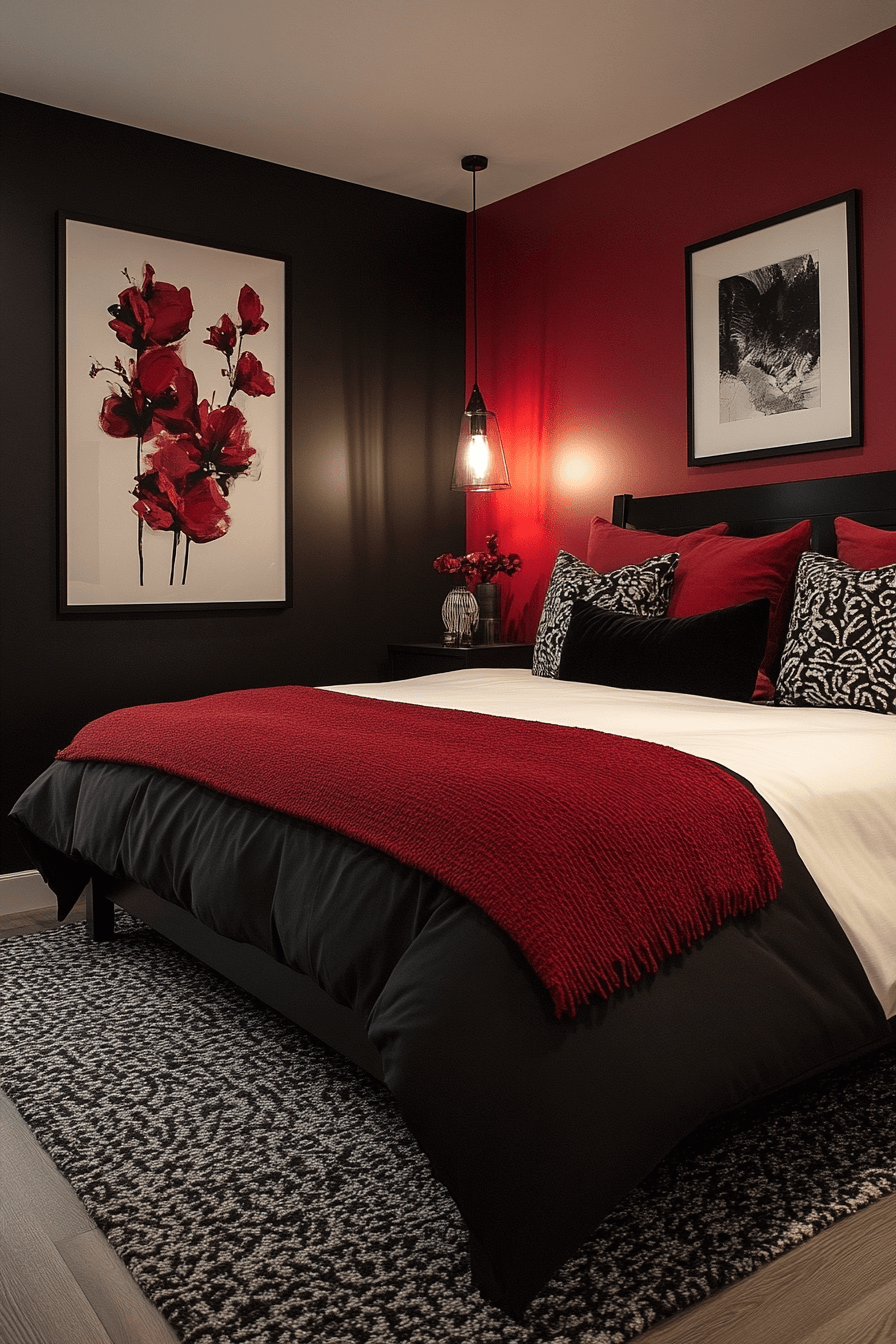 29 Red and Black Bedroom Ideas for a Perfect Blend of Sophistication and Comfort 7 Red and black bedroom ideas