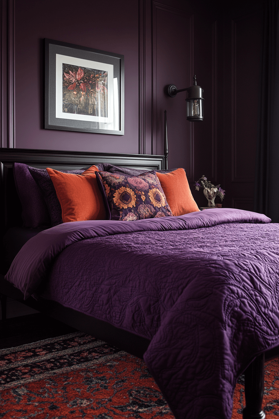 29 Purple Earthy Bedroom Ideas to Blend Rich Tones with Natural Comfort 8 Purple Earthy Bedroom
