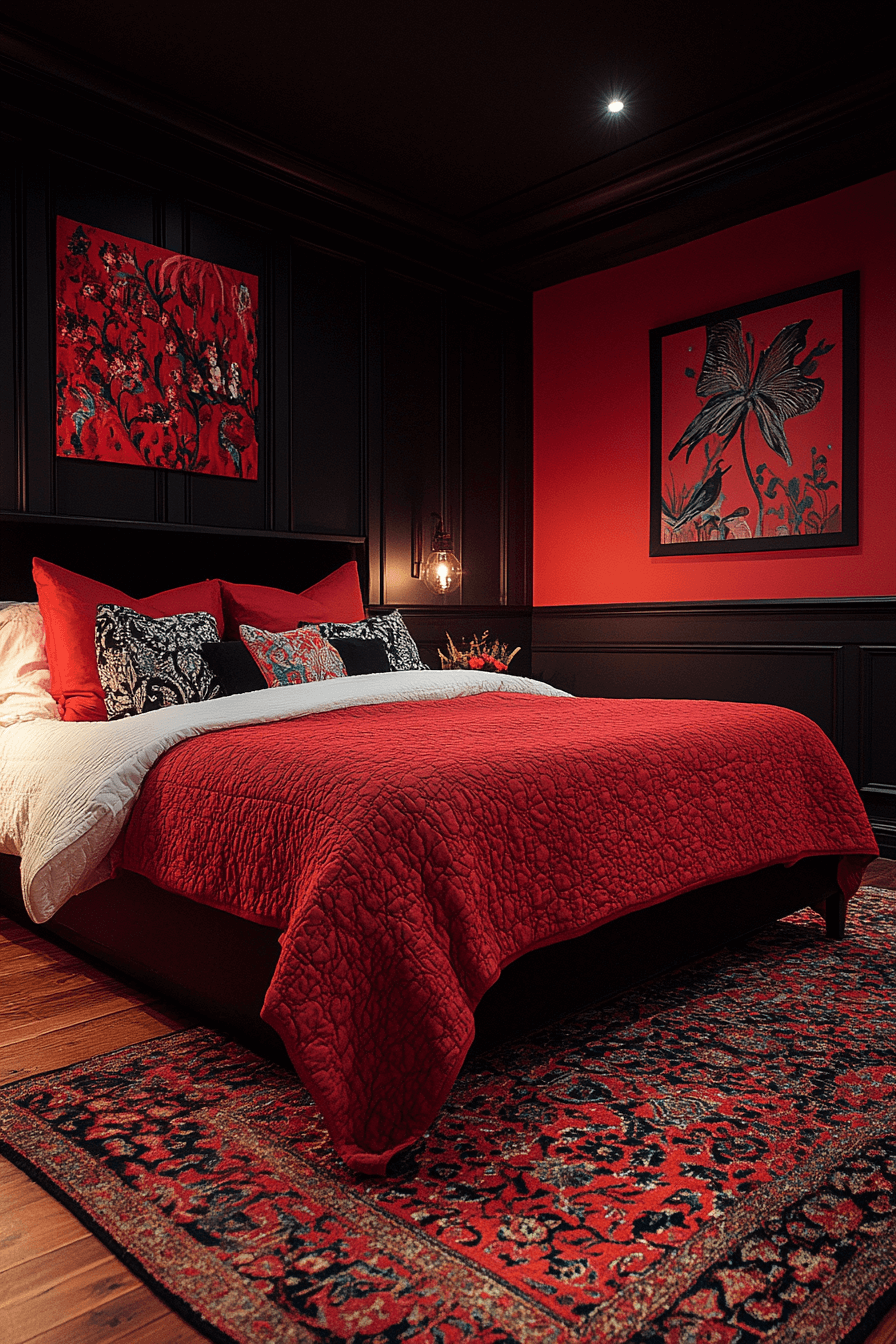 29 Red and Black Bedroom Ideas for a Perfect Blend of Sophistication and Comfort 9 Red and black bedroom ideas