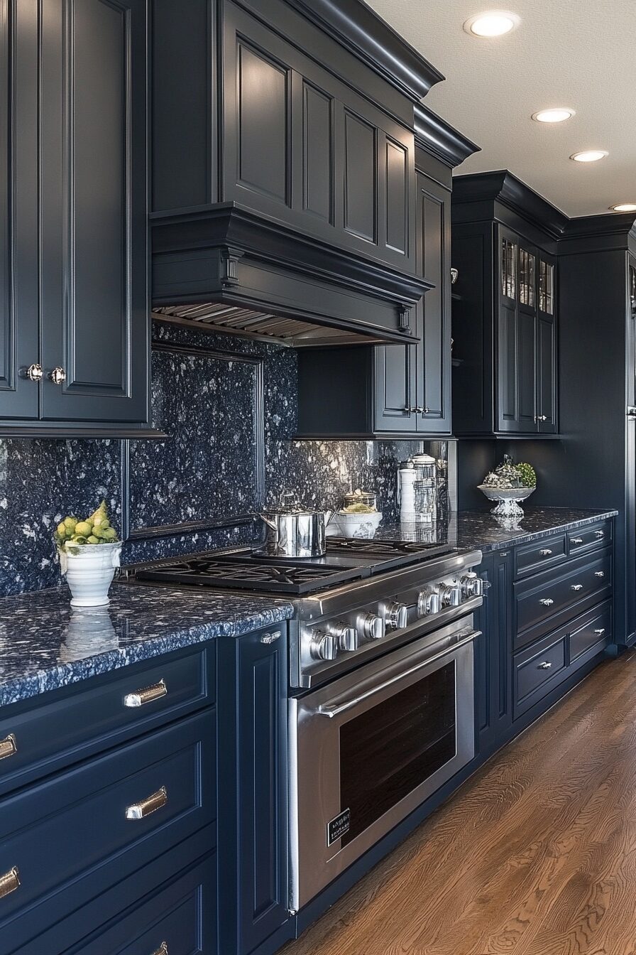 navy blue kitchen cabinets