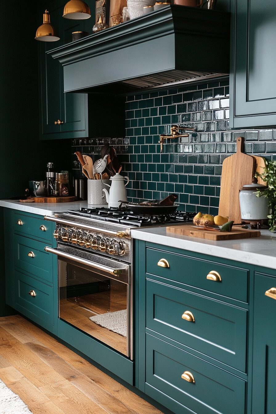29 Dark Green Kitchen Cabinets Designs to Infuse Rich Color and Comfort 23 dark green kitchen cabinets