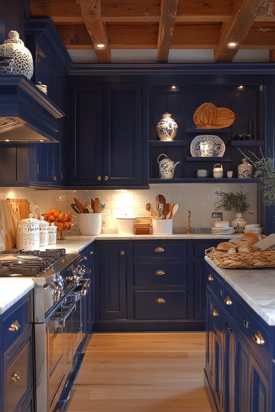 navy blue kitchen cabinets