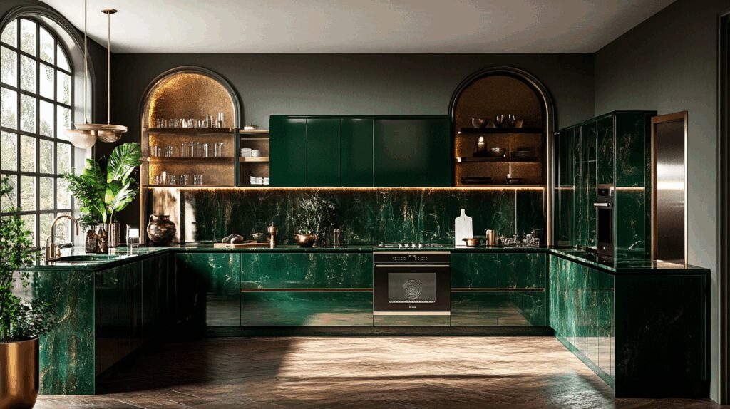 29 Dark Green Kitchen Cabinets Designs to Infuse Rich Color and Comfort 5 dark green kitchen cabinets