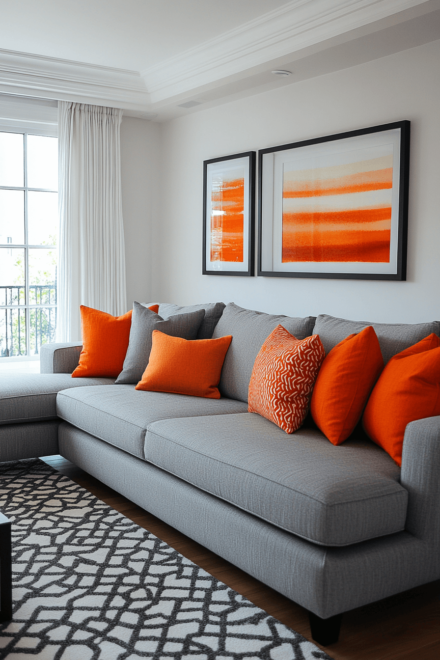 29 Grey and Orange Living Room Inspirations for a Harmonious Color Scheme 1 Grey and orange living room