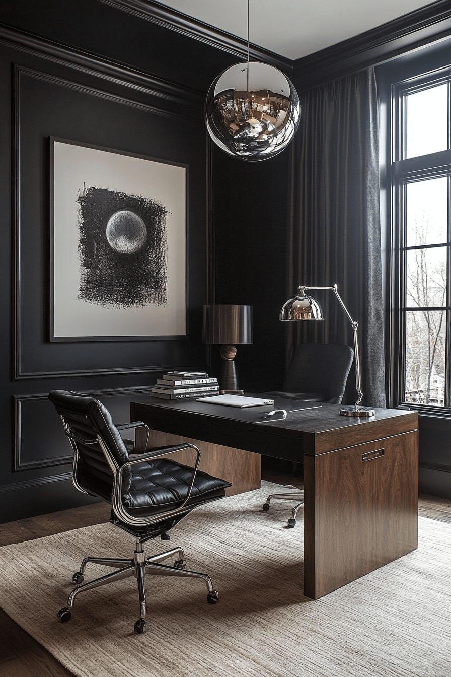 29 Moody Office Ideas to Create a Stylish and Productive Workspace 1 moody office