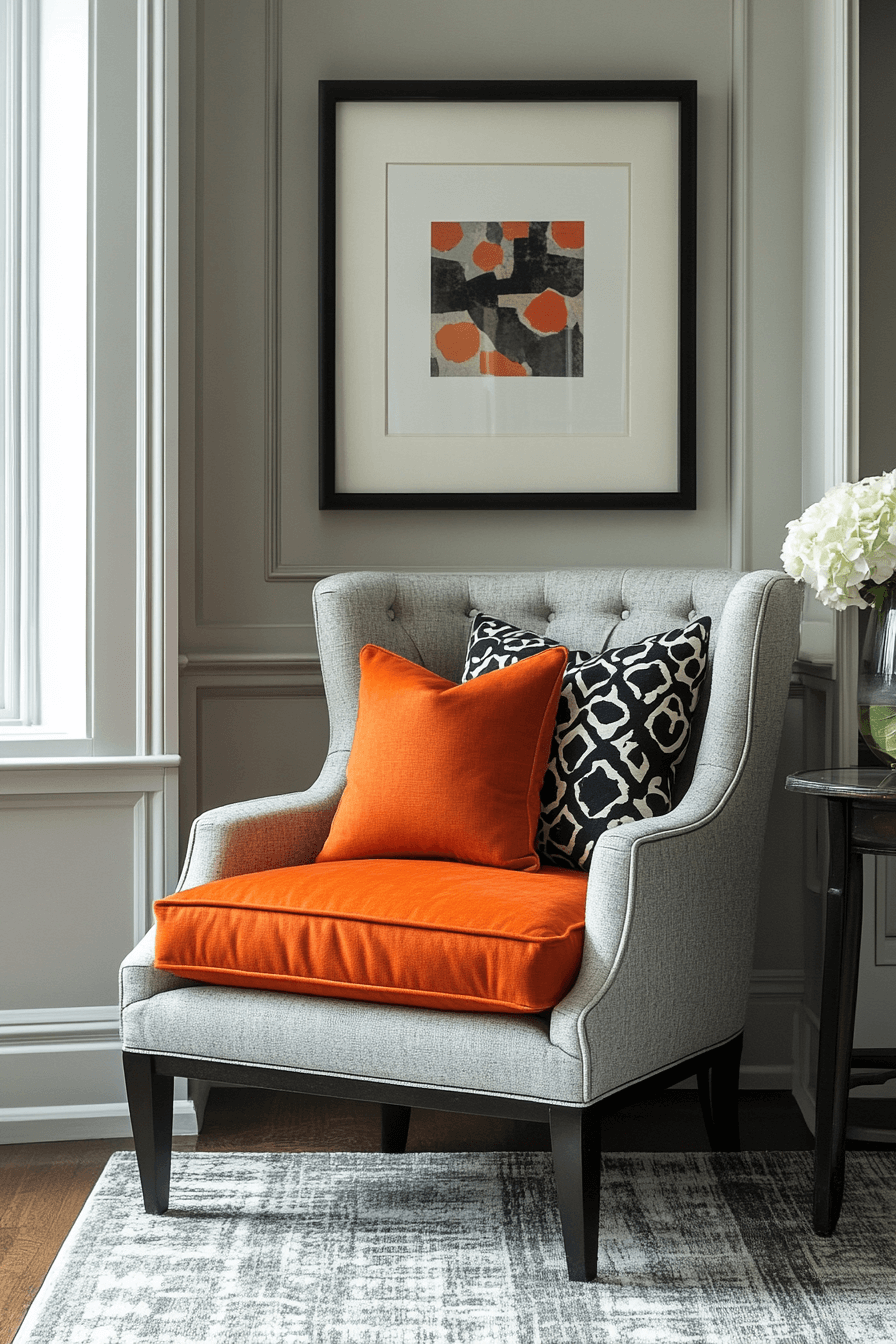 29 Grey and Orange Living Room Inspirations for a Harmonious Color Scheme 10 Grey and orange living room