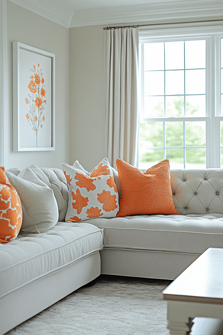 29 Grey and Orange Living Room Inspirations for a Harmonious Color Scheme 14 Grey and orange living room