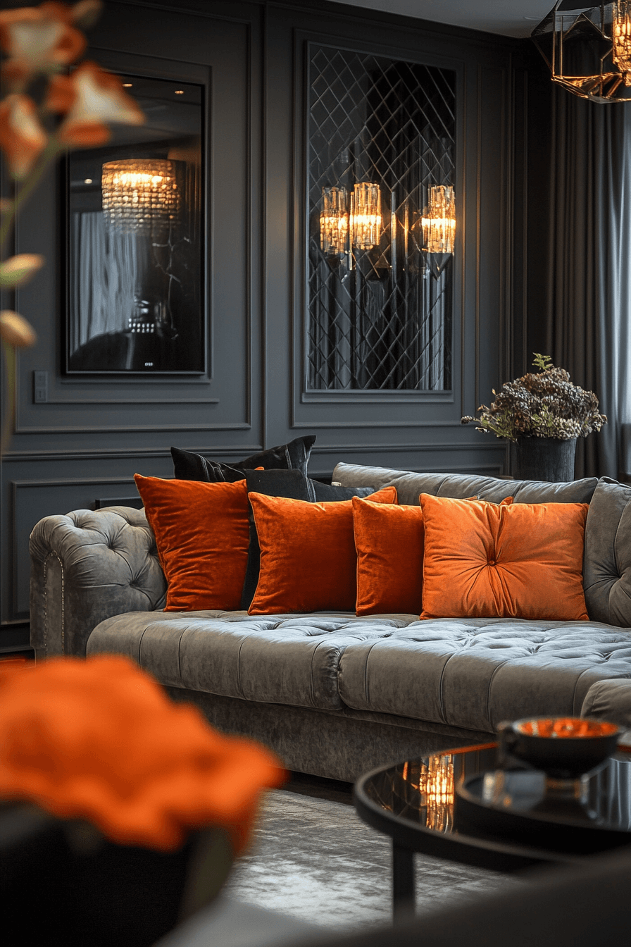 29 Grey and Orange Living Room Inspirations for a Harmonious Color Scheme 17 Grey and orange living room