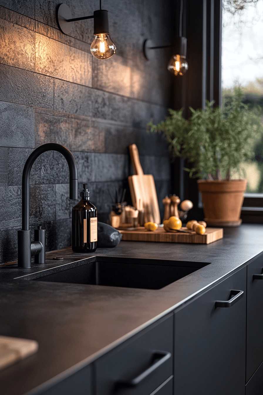 29 Moody Kitchen Designs to Create a Perfectly Cozy Cooking Haven 19 moody kitchen