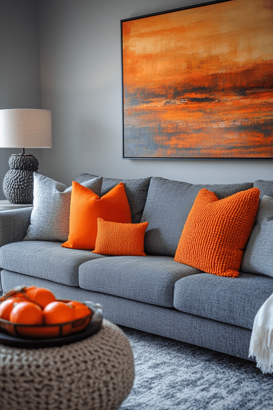 29 Grey and Orange Living Room Inspirations for a Harmonious Color Scheme 21 Grey and orange living room