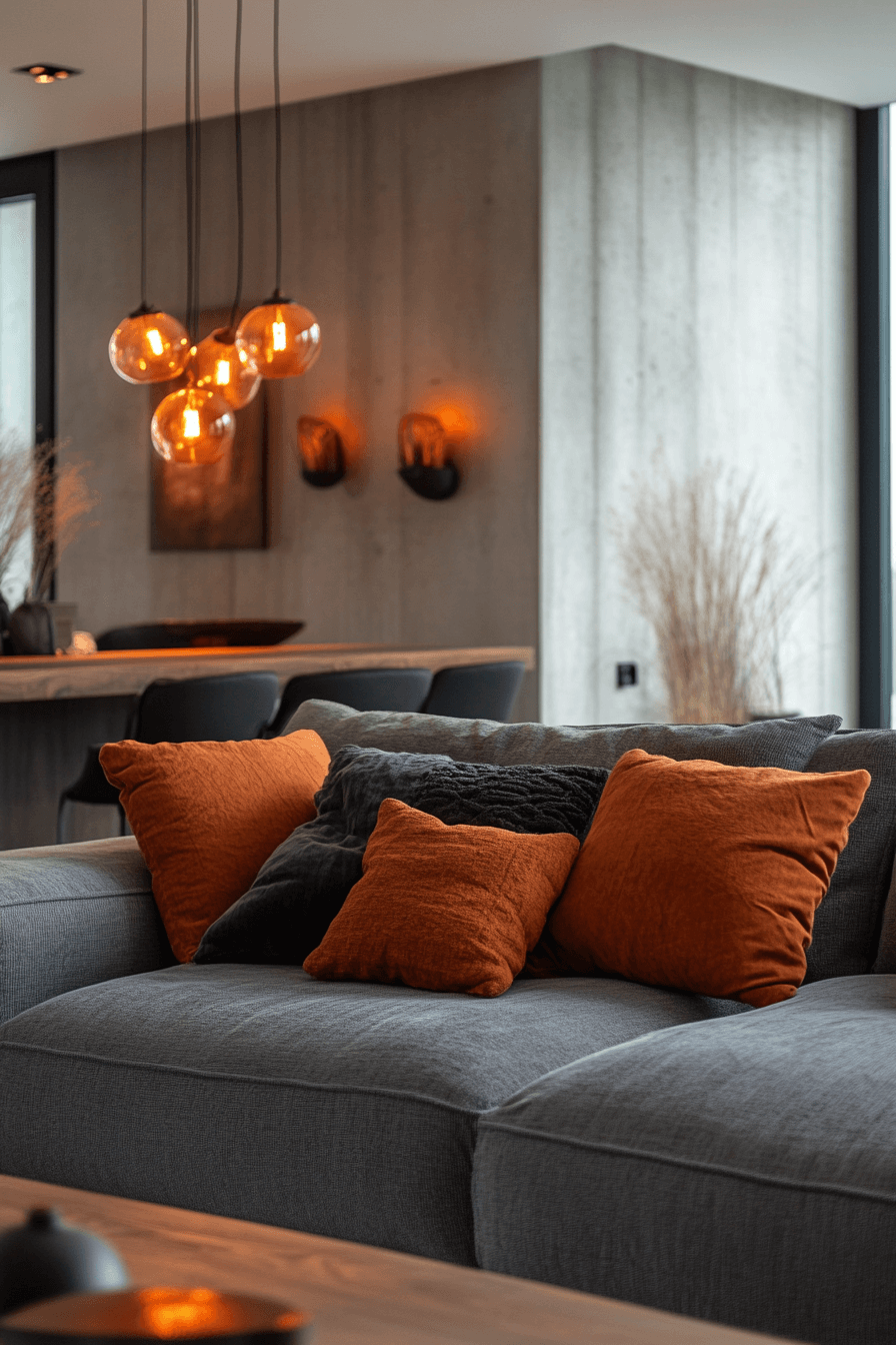 29 Grey and Orange Living Room Inspirations for a Harmonious Color Scheme 25 Grey and orange living room