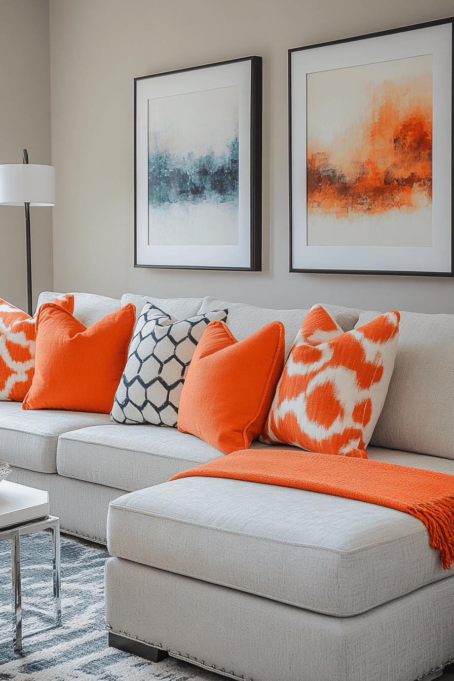 29 Grey and Orange Living Room Inspirations for a Harmonious Color Scheme 28 Grey and orange living room