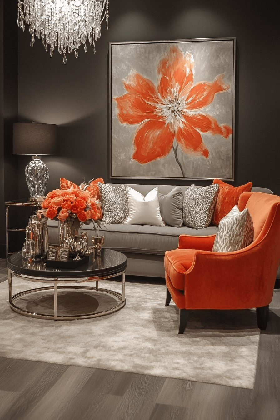 29 Grey and Orange Living Room Inspirations for a Harmonious Color Scheme 29 Grey and orange living room