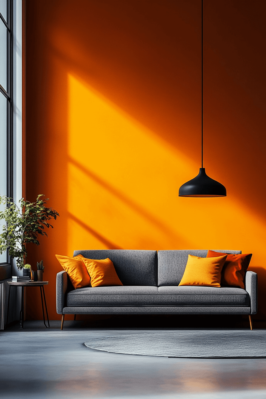 29 Grey and Orange Living Room Inspirations for a Harmonious Color Scheme 7 Grey and orange living room