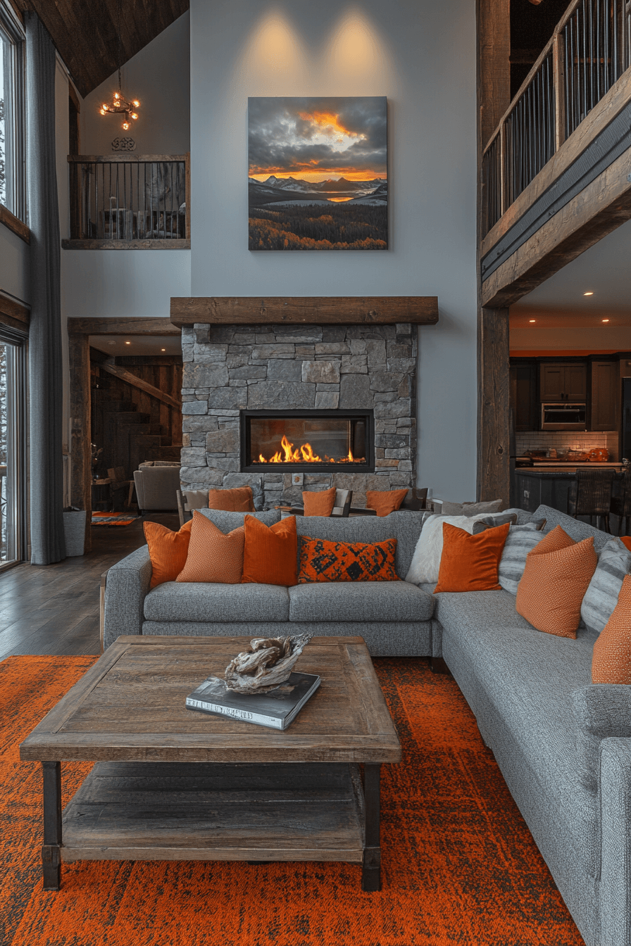 29 Grey and Orange Living Room Inspirations for a Harmonious Color Scheme 9 Grey and orange living room
