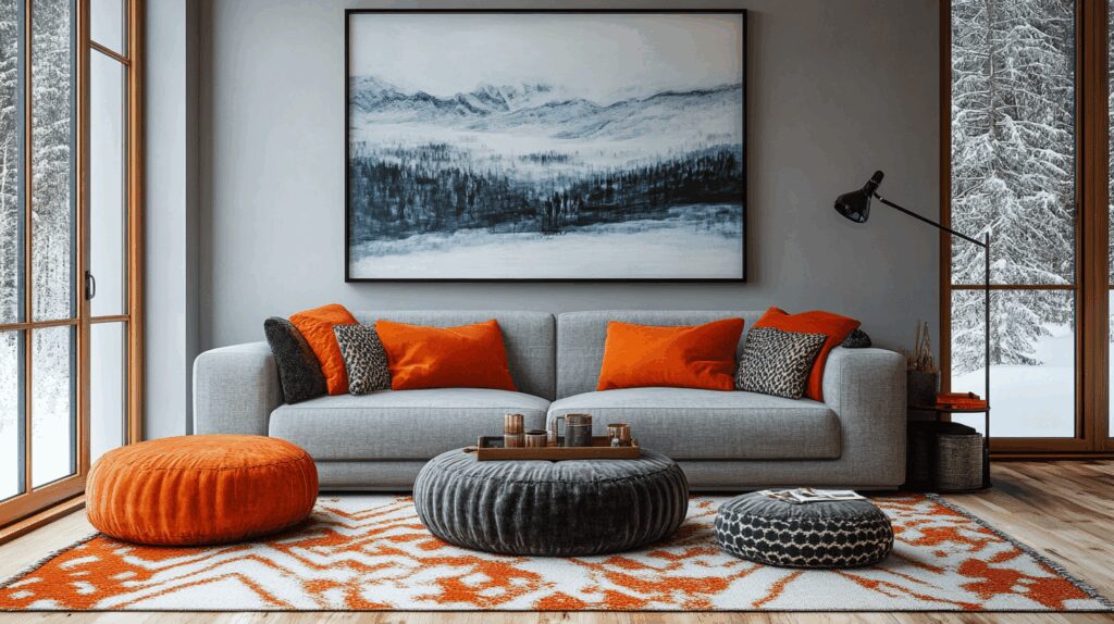 29 Grey and Orange Living Room Inspirations for a Harmonious Color Scheme 5 Grey and orange living room