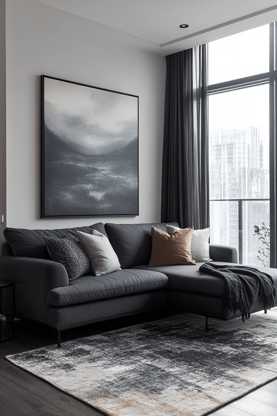 29 Dark Gray Couch Living Room Designs to Refresh Your Gathering Space 1 dark gray couch living room