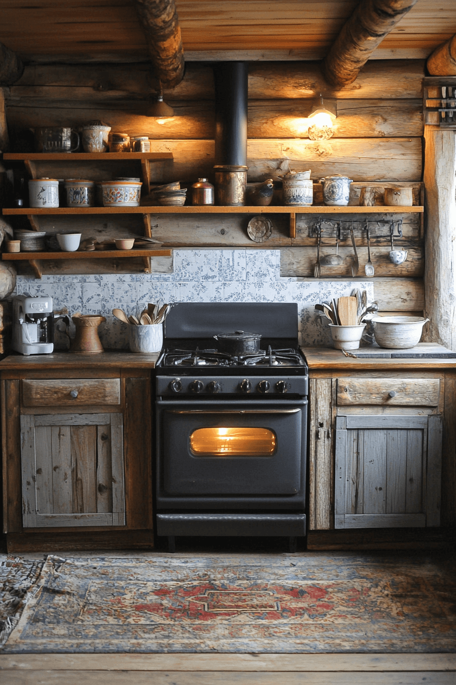 29 Old Cabin Interior Kitchen Inspirations for a Vintage Retreat 11 old cabin interior kitchen