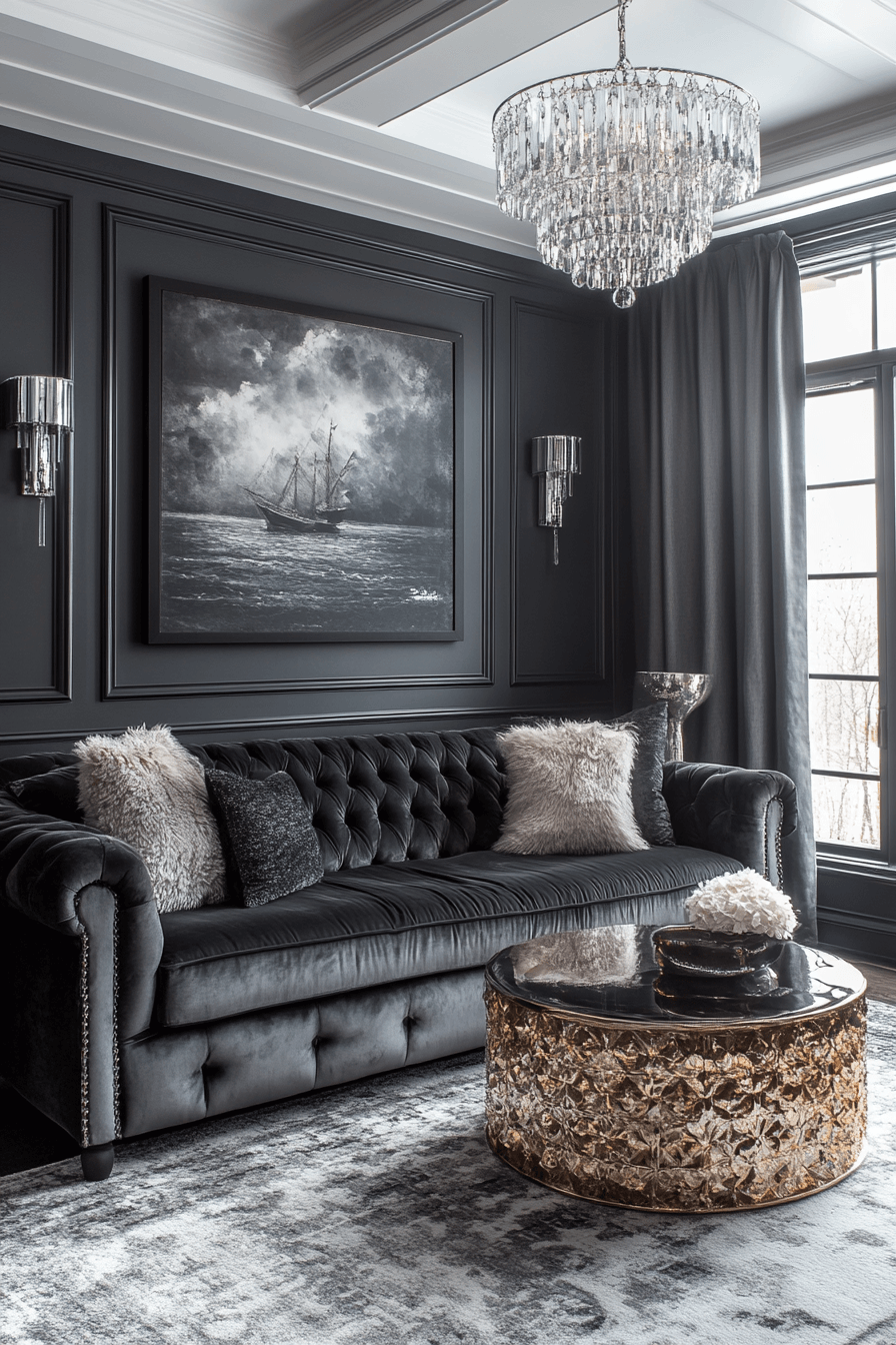 29 Dark Gray Couch Living Room Designs to Refresh Your Gathering Space 12 dark gray couch living room