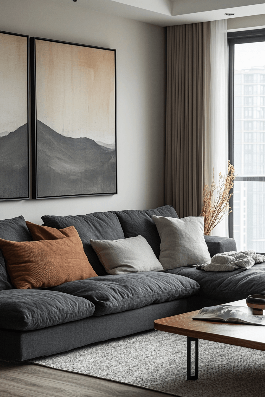 29 Dark Gray Couch Living Room Designs to Refresh Your Gathering Space 13 dark gray couch living room