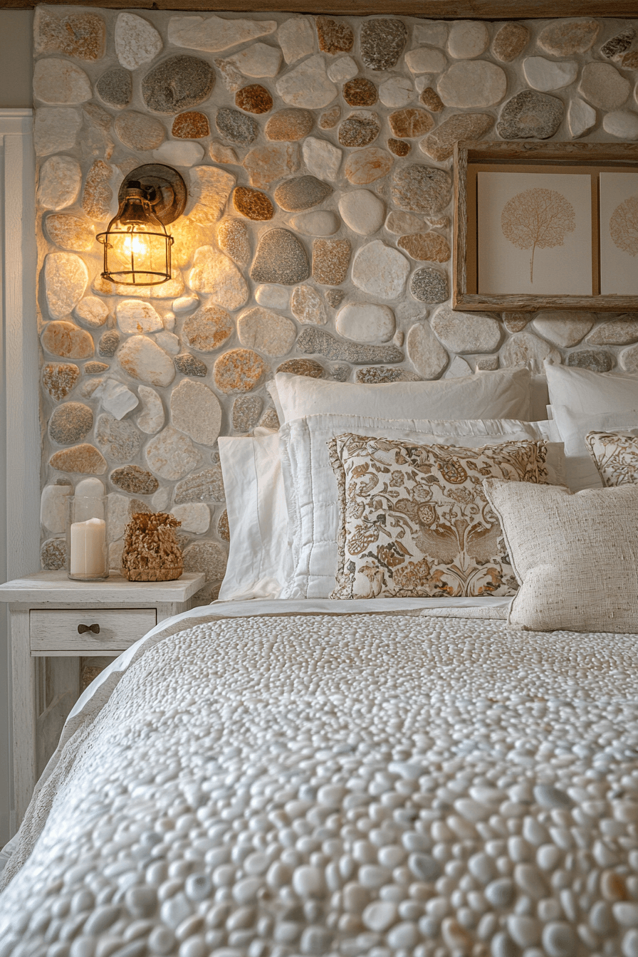 29 Stone Wall Bedroom Designs That Reflect Earthy Charm and Peace 13 Stone Wall Bedroom