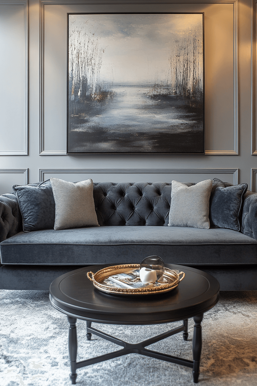 29 Dark Gray Couch Living Room Designs to Refresh Your Gathering Space 15 dark gray couch living room