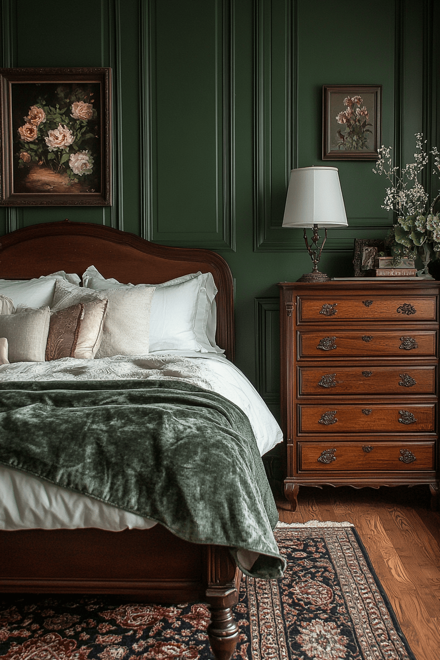 29 Moody Green Bedroom Designs to Turn Your Bedroom into a Tranquil Escape 16 moody green bedroom