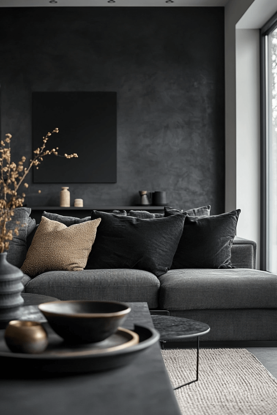 29 Black Living Room Decor Inspirations for a High-Contrast Aesthetic 19 black living room decor