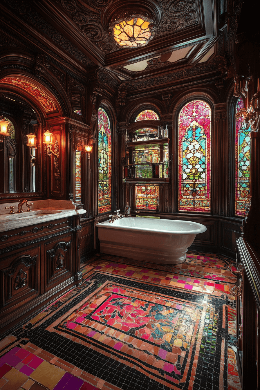 29 Moody Vintage Bathroom Ideas to Create a Timeless and Cozy Retreat 2 moody vintage bathroom