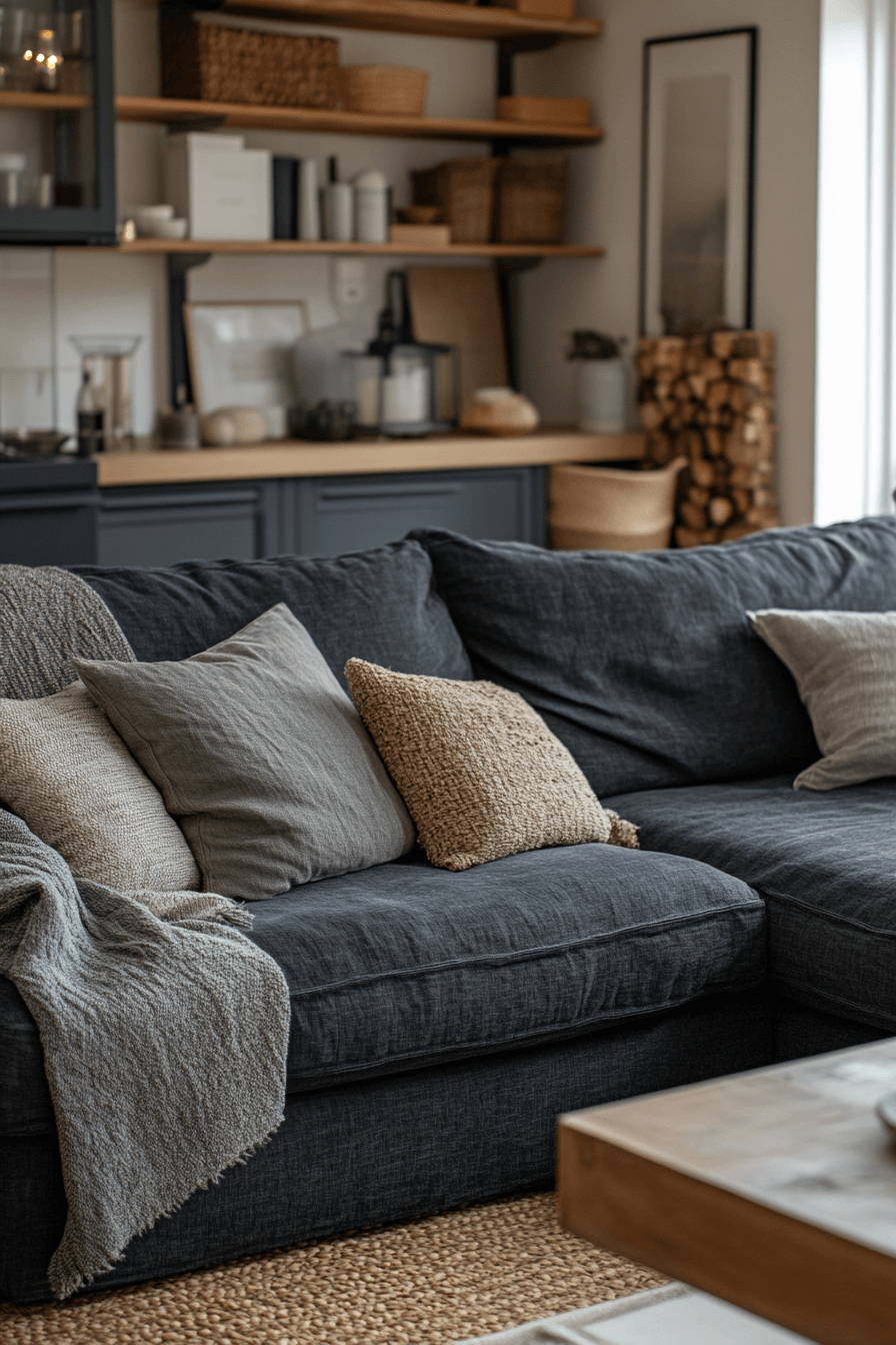 29 Dark Gray Couch Living Room Designs to Refresh Your Gathering Space 2 dark gray couch living room