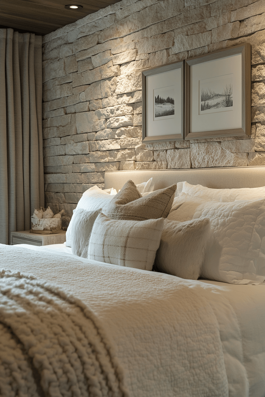 29 Stone Wall Bedroom Designs That Reflect Earthy Charm and Peace 21 Stone Wall Bedroom