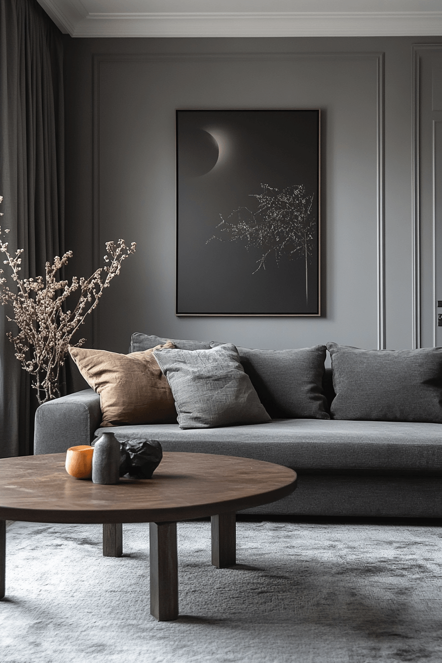 29 Dark Gray Couch Living Room Designs to Refresh Your Gathering Space 22 dark gray couch living room