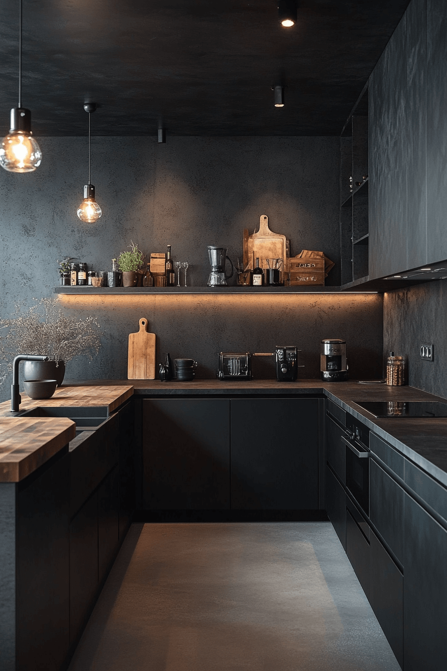 29 Small Moody Kitchen Inspirations That Make Darkness Feel Delightful 24 small moody kitchen